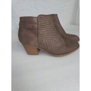 Sonoma brown woven block heel booties women US 9 fall ankle boots